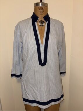 Castaway White and Navy Striped Tunic